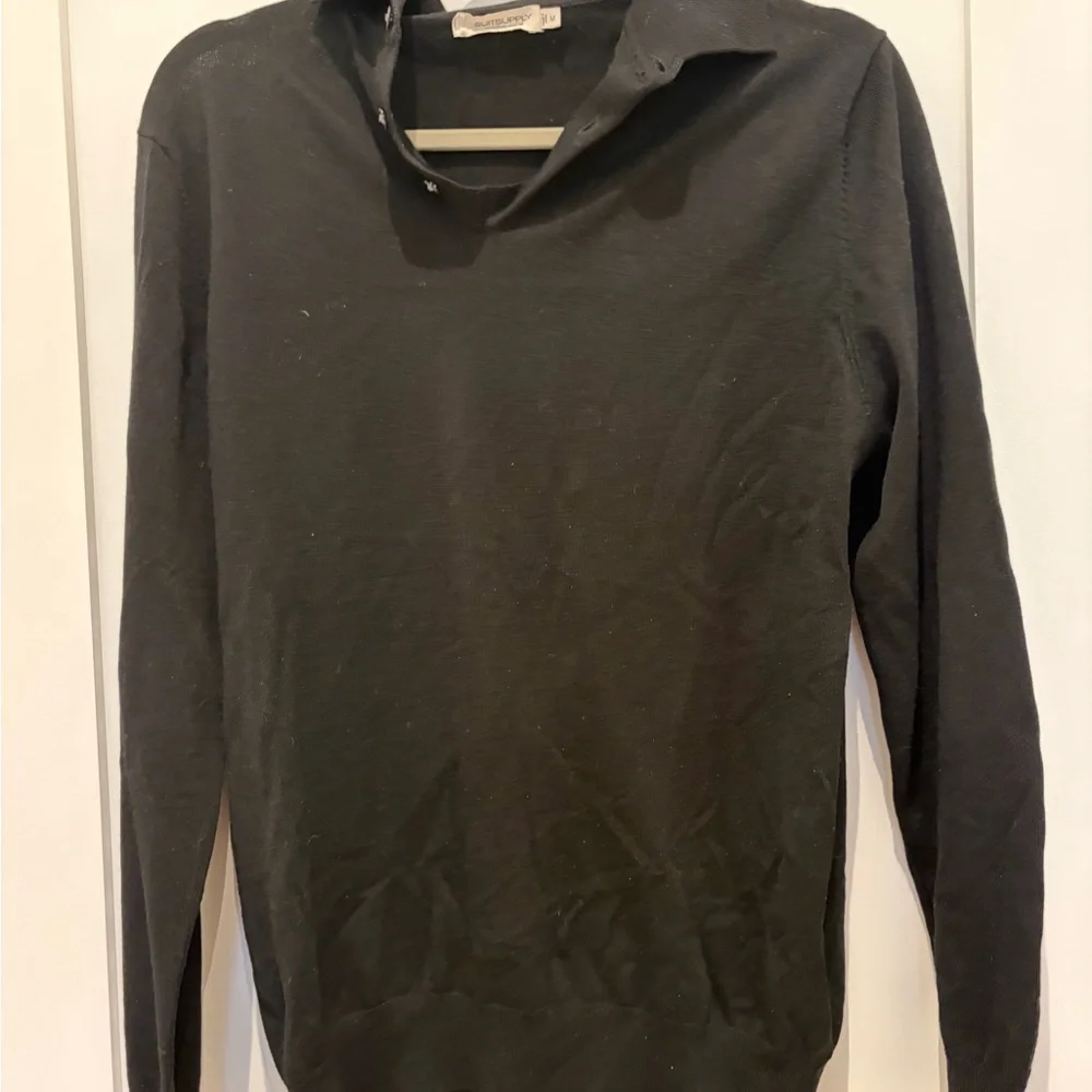 Suitsupply Black Merino Wool Long Sleeve Polo Shirt - Picture 2 of 4